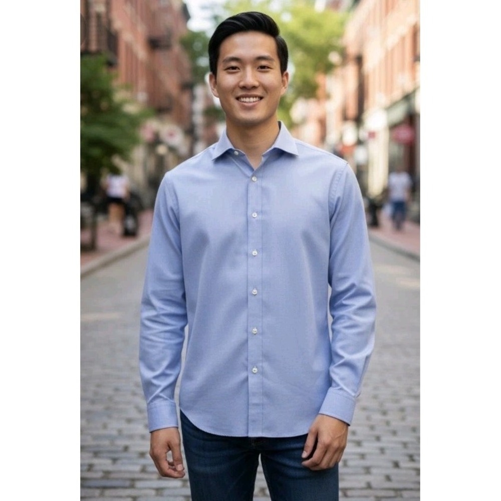 BROOKS BROTHERS MENS DRESS SHIRT NON-IRON BLUE SZ 16 100% Cotton P2P 23